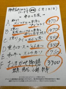6月1日(日)お昼のメニュー