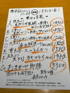 1月30日(金)お昼のメニュー