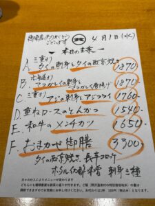 4月1日(水)お昼のメニュー